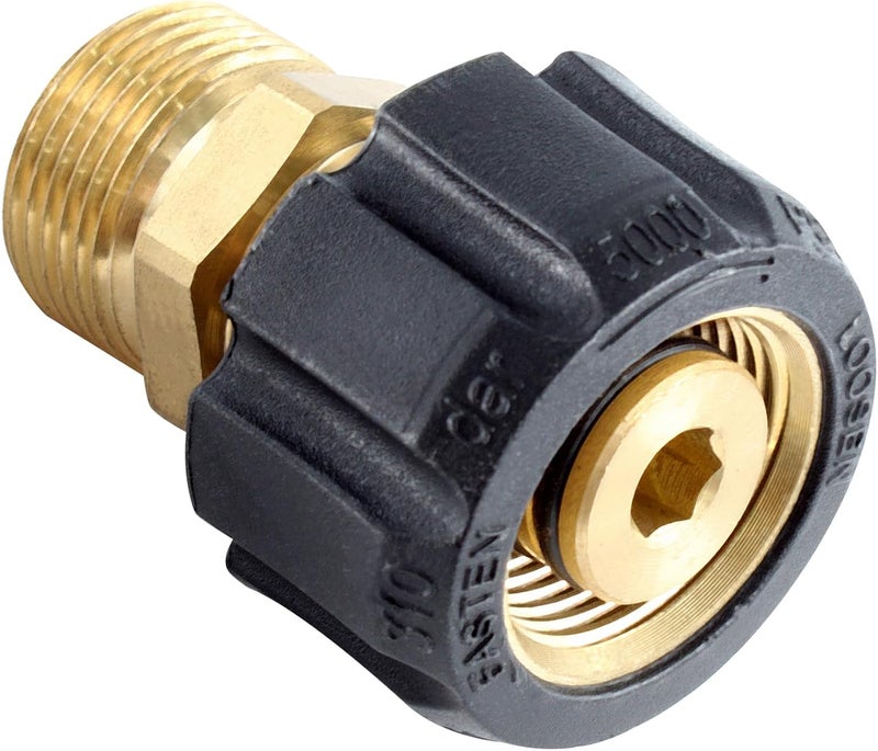 AUXBC Pressure Washer Adapter, M22 15mm Female Thread to M22 14mm Male Fitting, 5000 PSI Pressure Washer Hose Coupler Brass Quick Hose Connector - Image 1